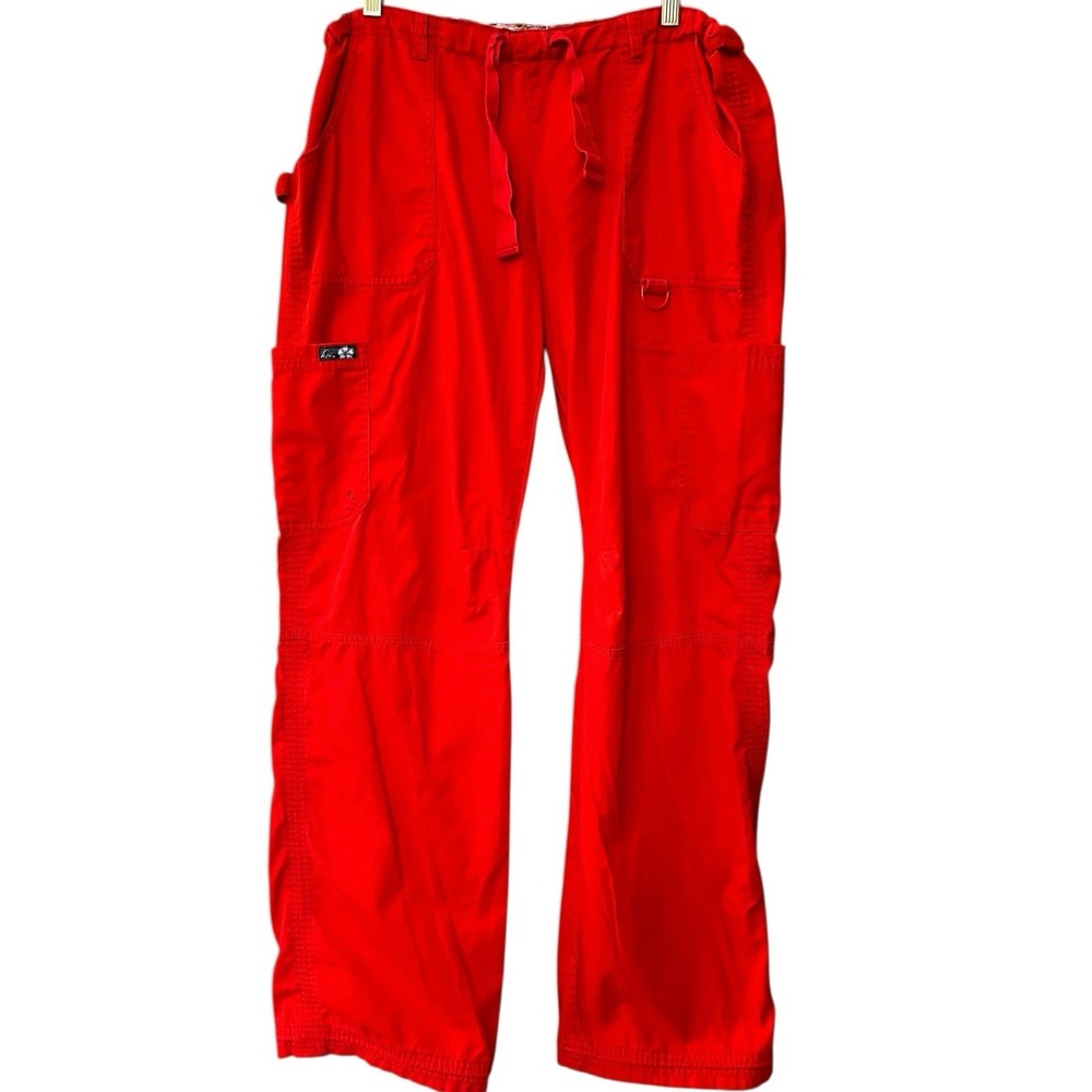 Koi Lindsey Cargo Scrub Pants Womens Large Tall Orange 7 Pockets Medical Uniform